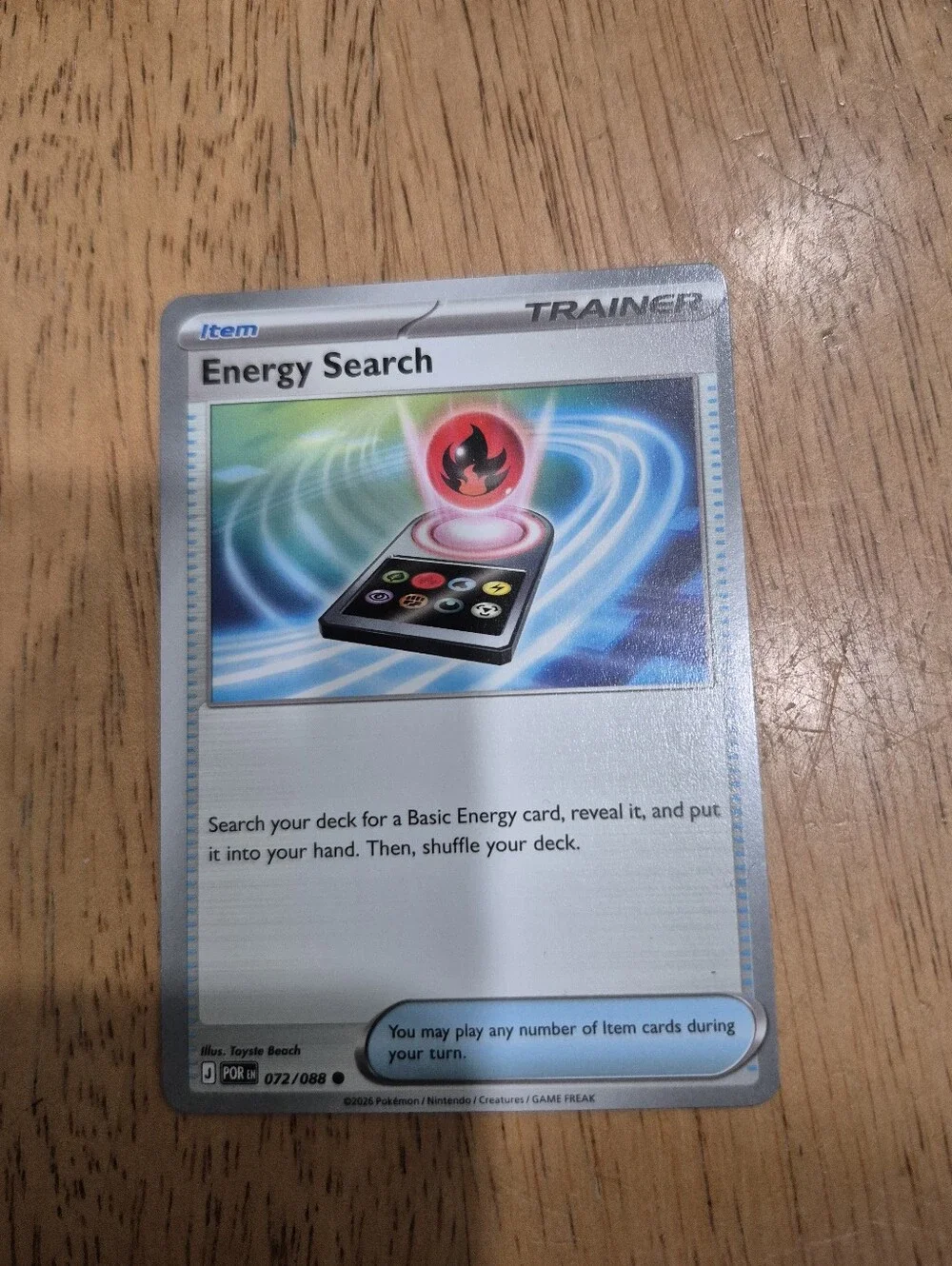 QTY 1 Pokémon Trainer Card Energy Search